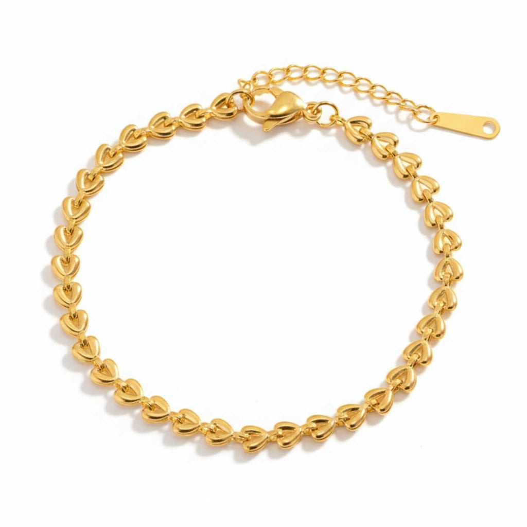 Stylish Gold Plated Heart Link Bracelet For Women