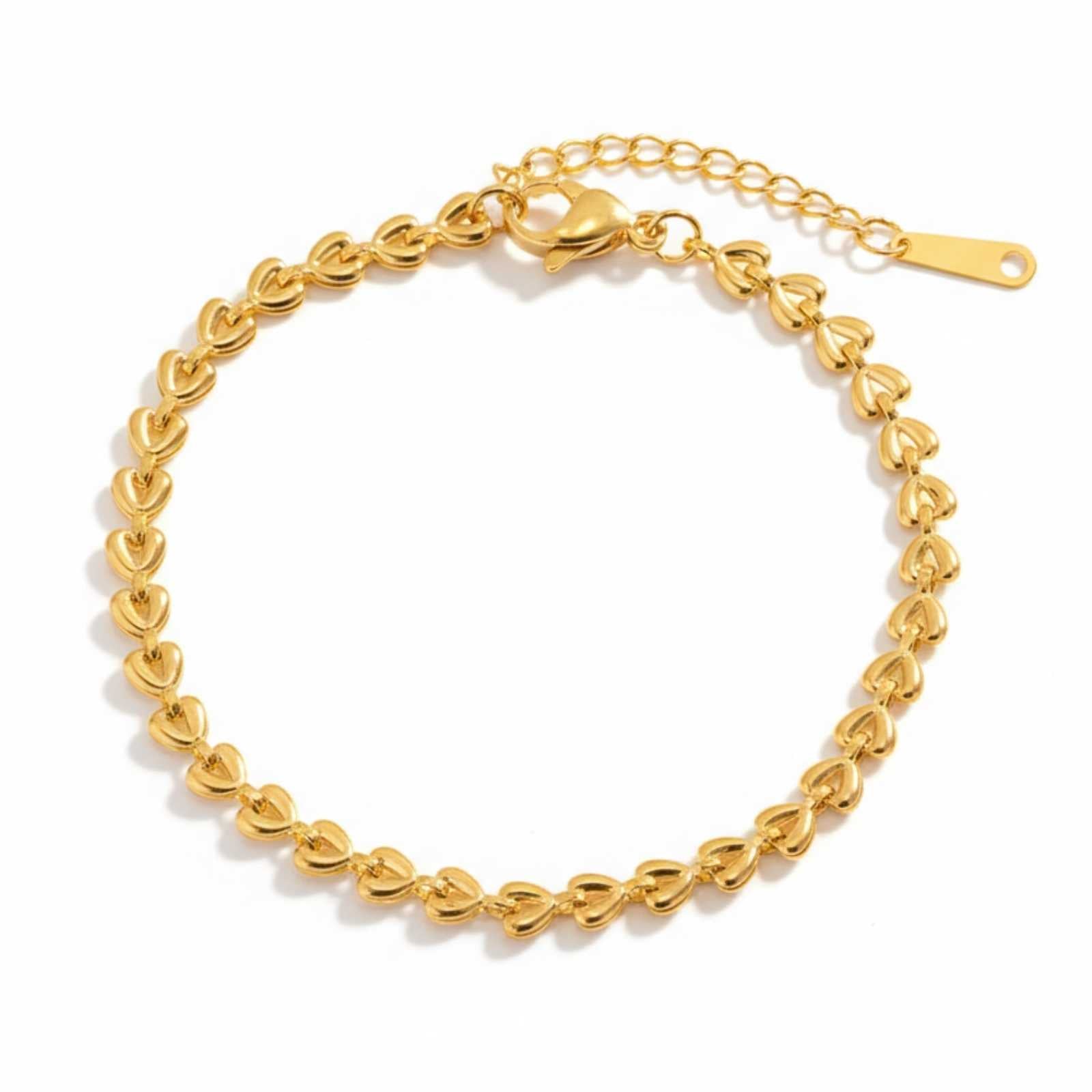 Stylish Gold Plated Heart Link Bracelet For Women