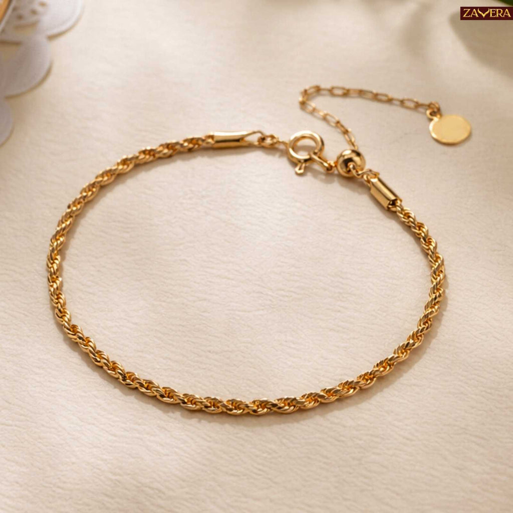 Twisted Chain Gold Plated Bracelet For Women