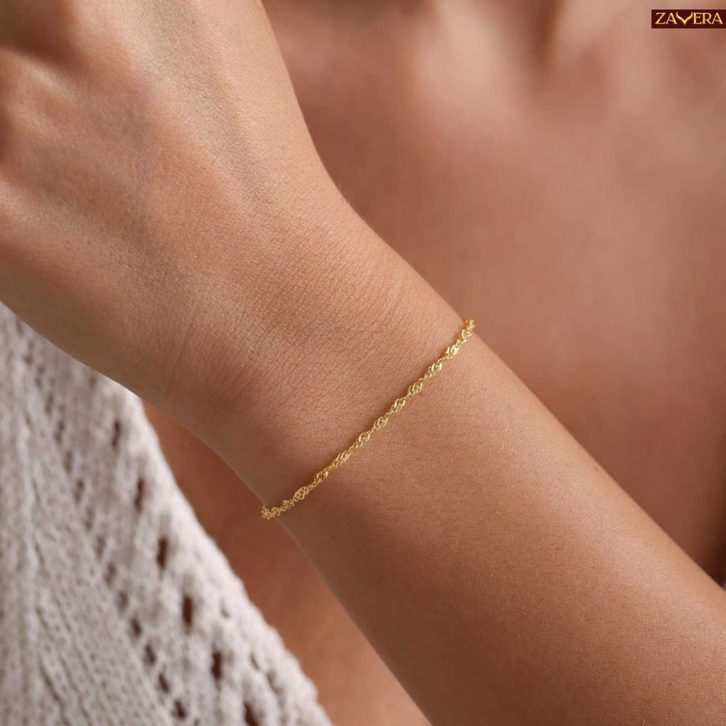 Twisted Chain Gold Plated Bracelet For Women