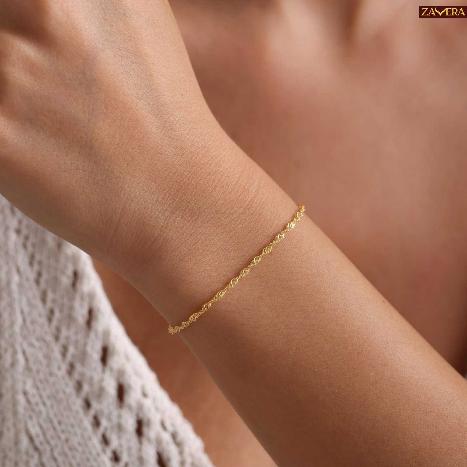Twisted Chain Gold Plated Bracelet For Women