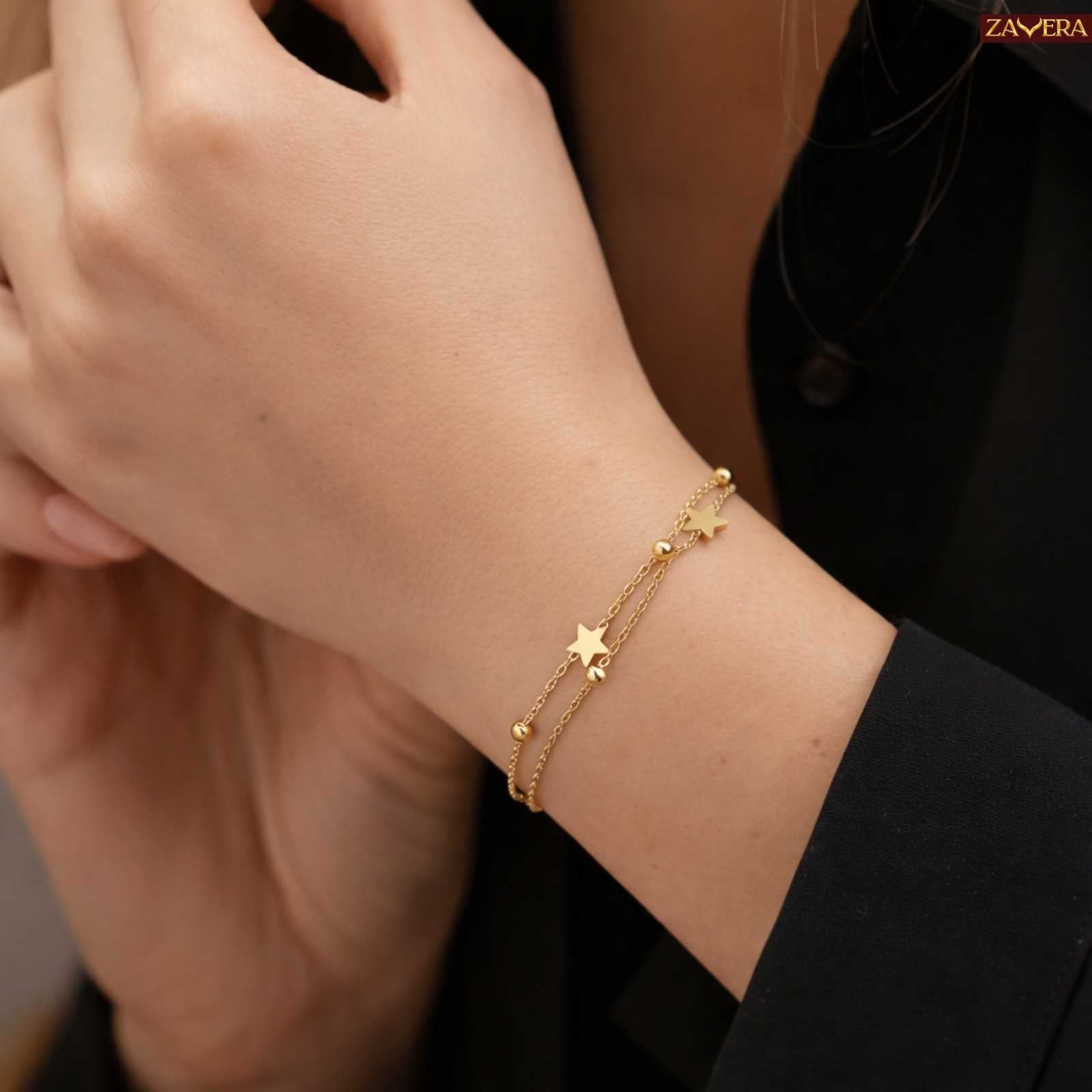 Celestial Double Layer Star Gold Plated Bracelet