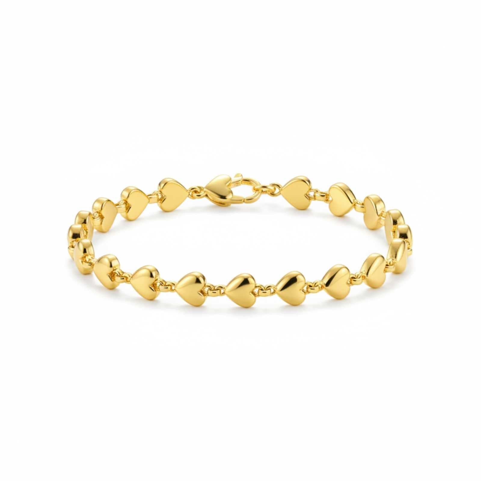 Heart Shape Chain Gold Plated Bracelet For Women