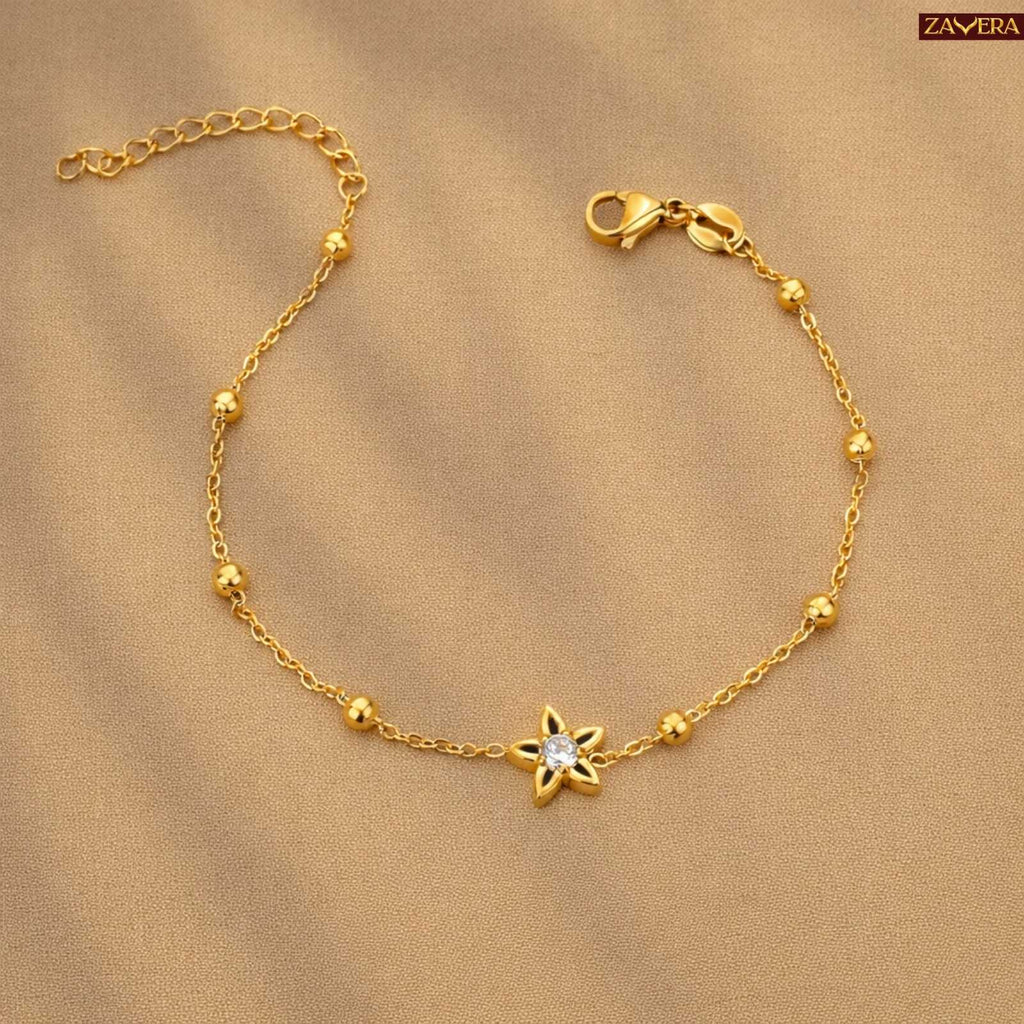 Daisy Charm Gold Plated Bracelet For Women