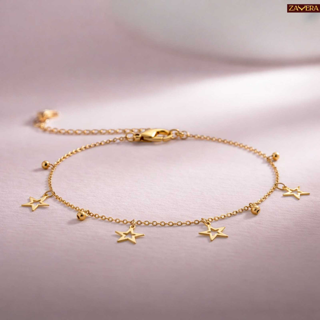 Dangle Star Gold Plated Bracelet For Women