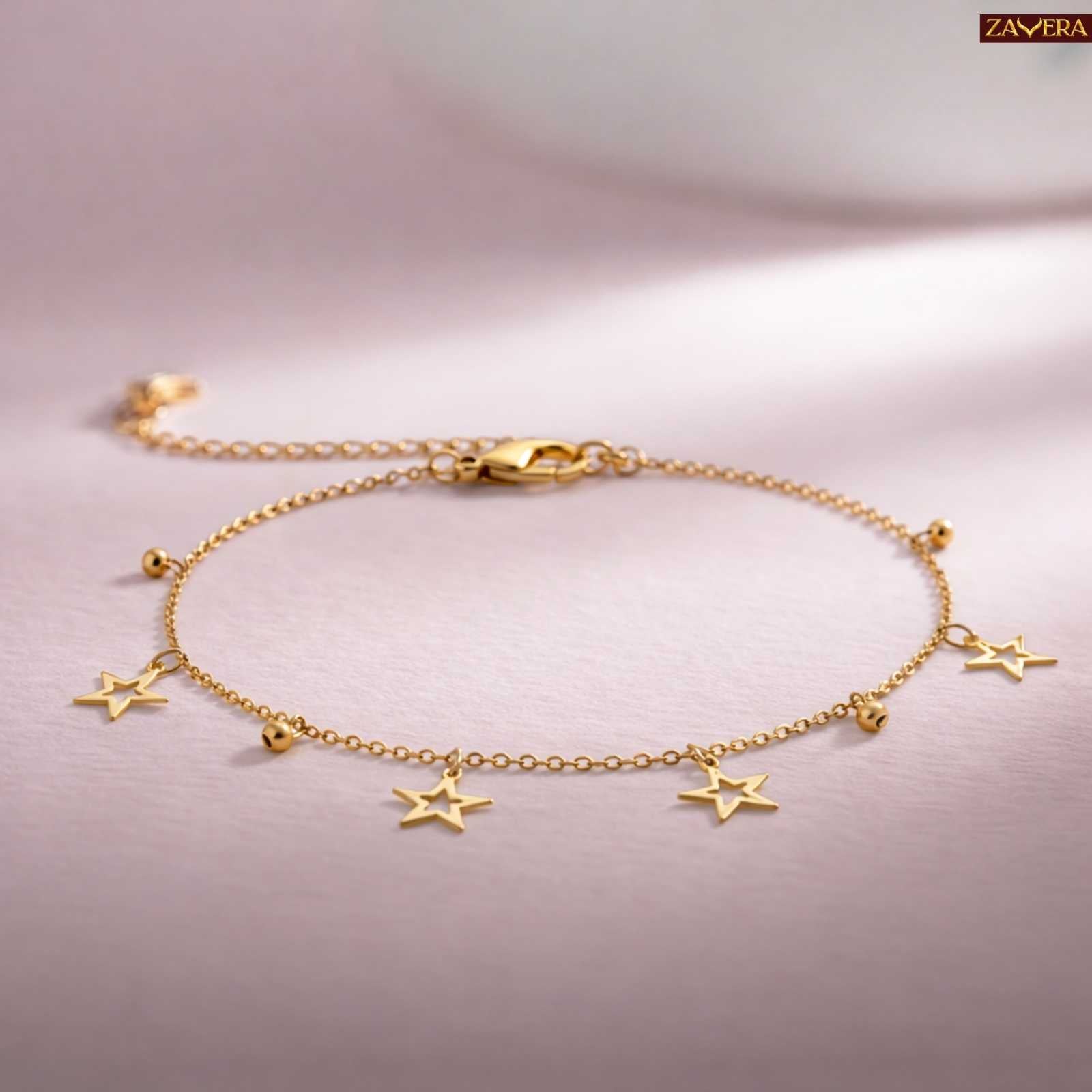 Dangle Star Gold Plated Bracelet For Women