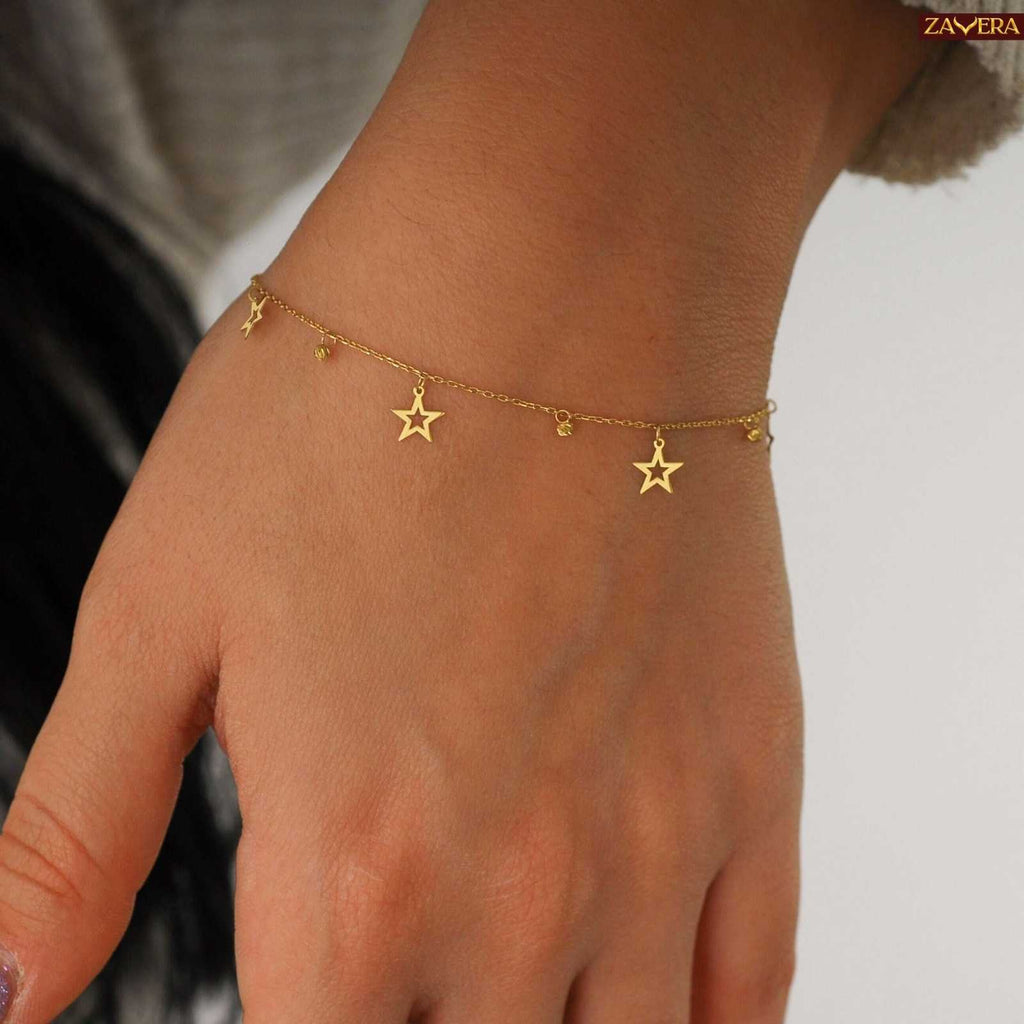 Dangle Star Gold Plated Bracelet For Women