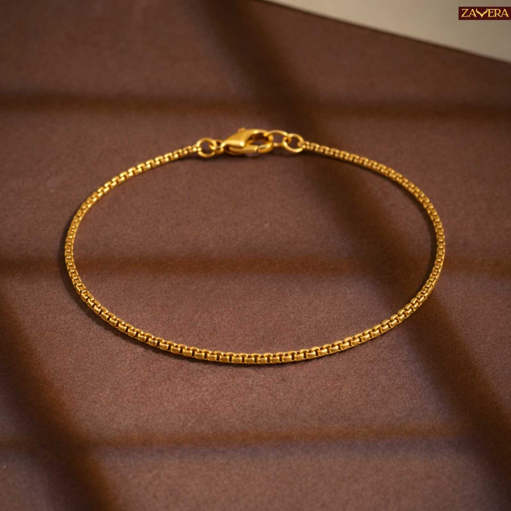 Minimal Gold Plated Box Chain Bracelet For Women