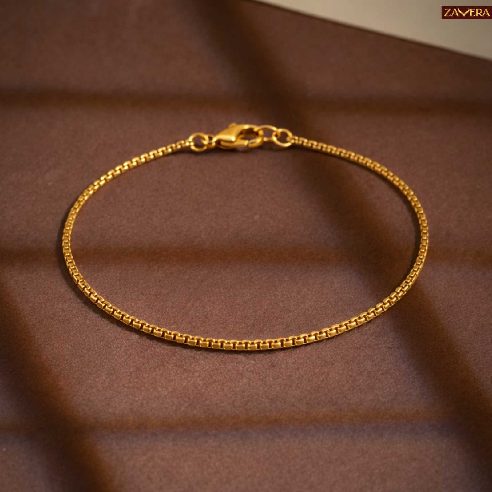 Minimal Gold Plated Box Chain Bracelet For Women