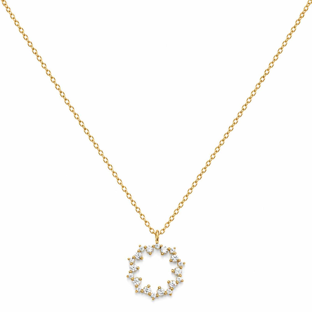 Zavera Gold Plated Circular Halo Pendant Necklace For Women