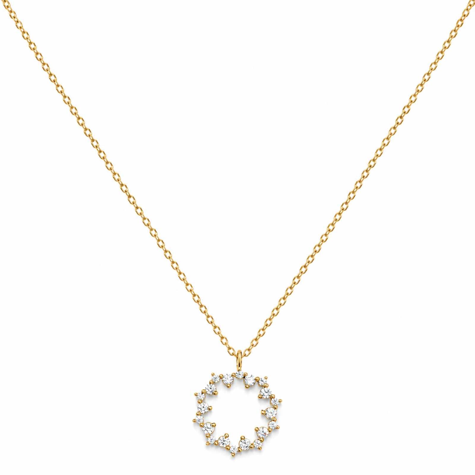 Zavera Gold Plated Circular Halo Pendant Necklace For Women