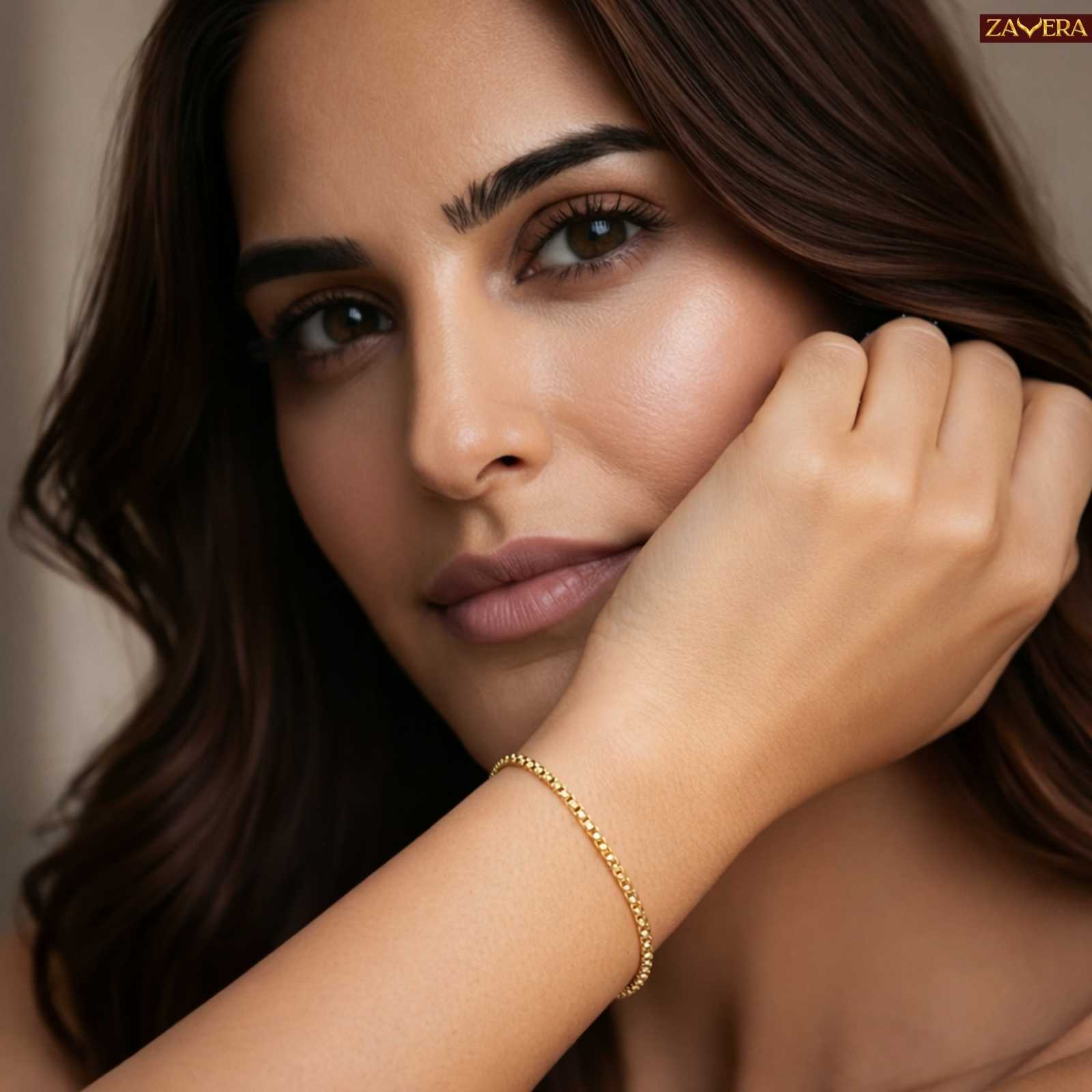 Minimal Gold Plated Box Chain Bracelet For Women