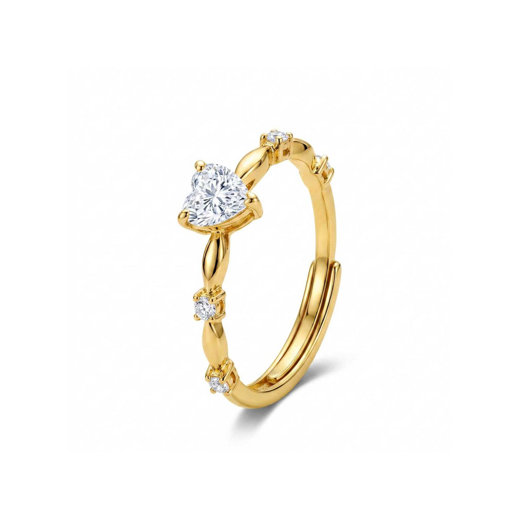 Zavera Gold Plated Adjustable Heart Ring For Women