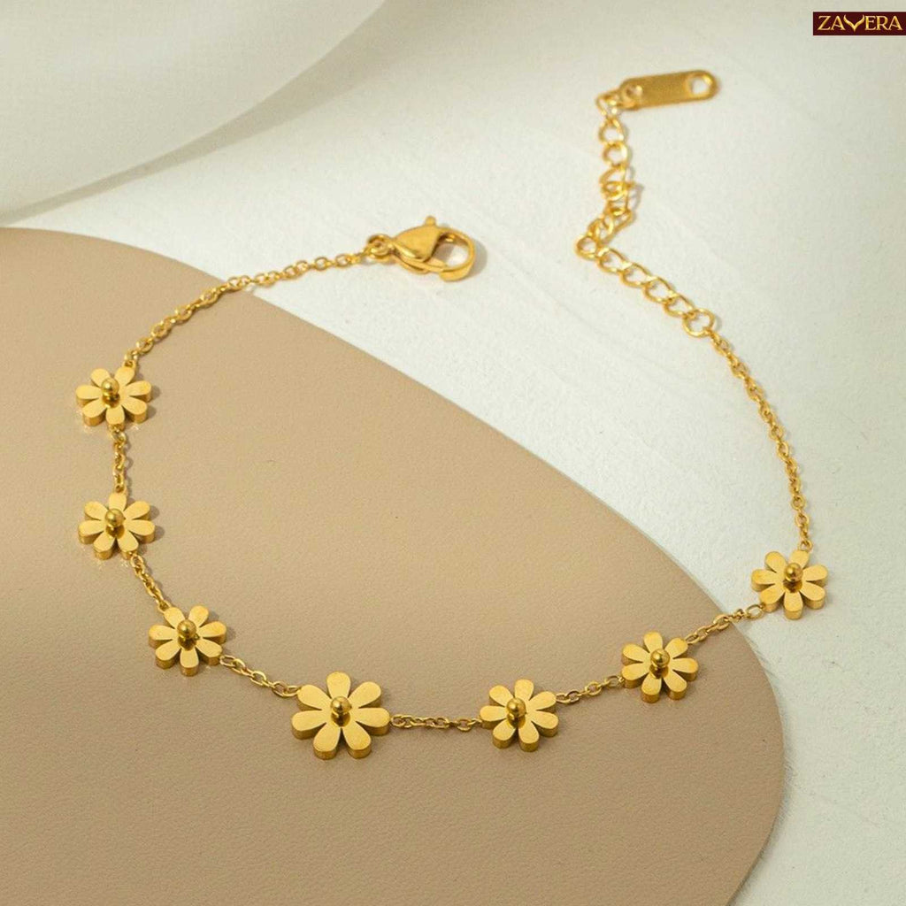 Bloom Petal Gold Plated Bracelet For Women