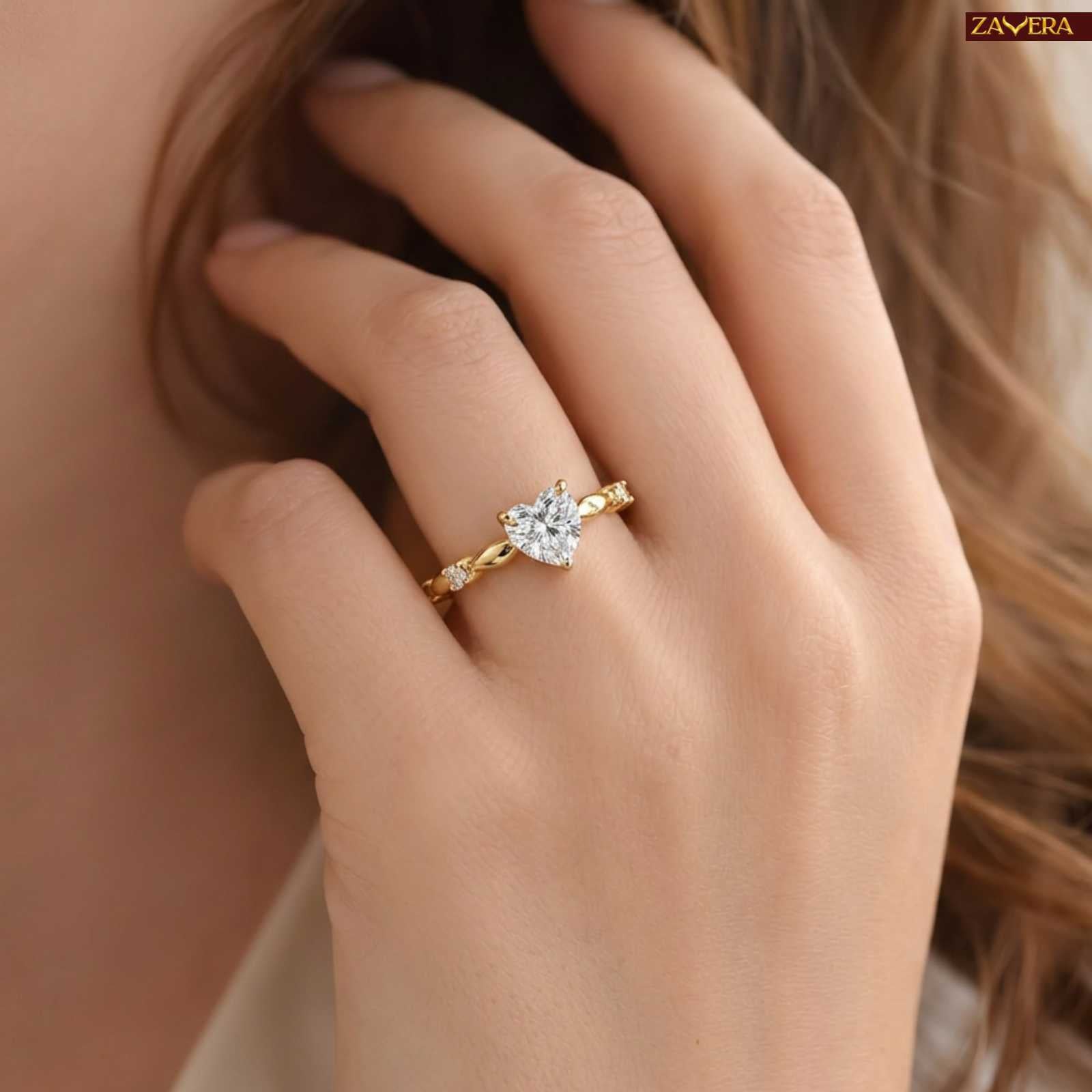 Zavera Gold Plated Adjustable Heart Ring For Women