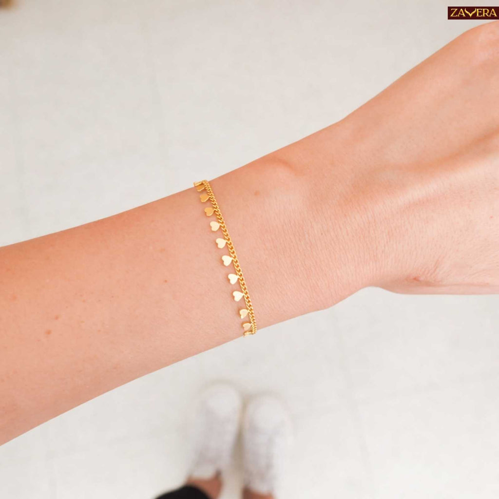 Love Dangle Gold Plated Bracelet For Women