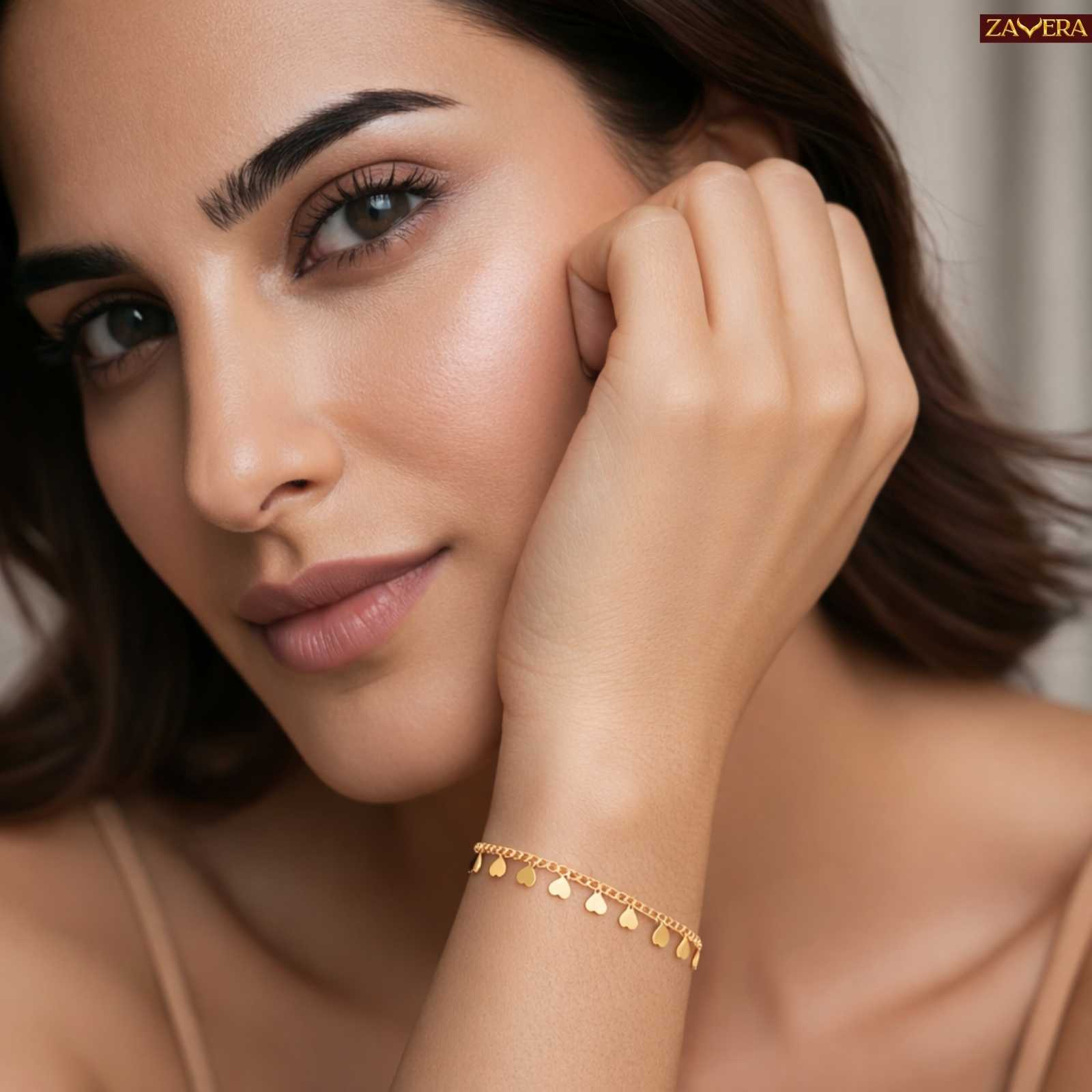 Love Dangle Gold Plated Bracelet For Women