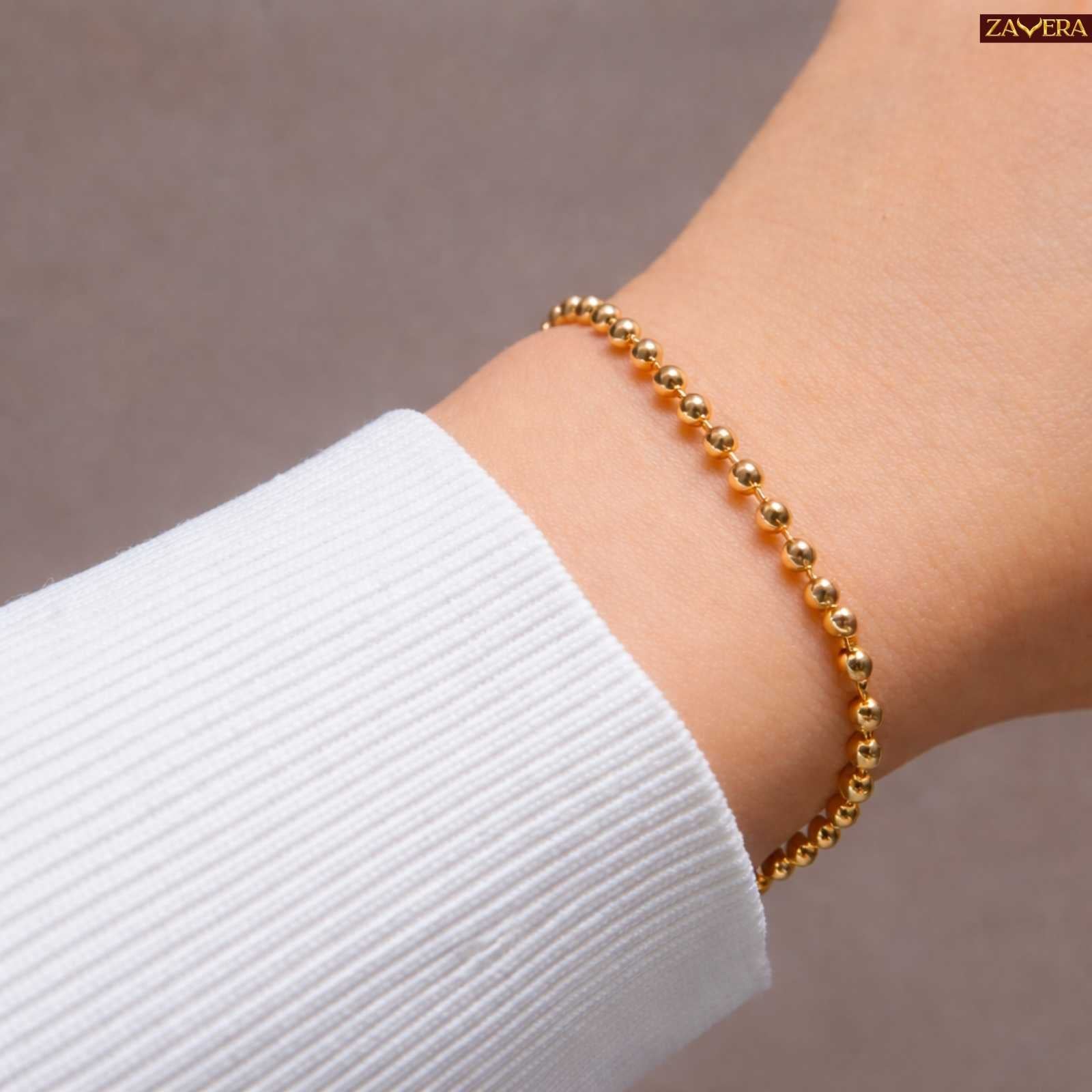 Classic Gold Plated Bead Link Bracelet For Women