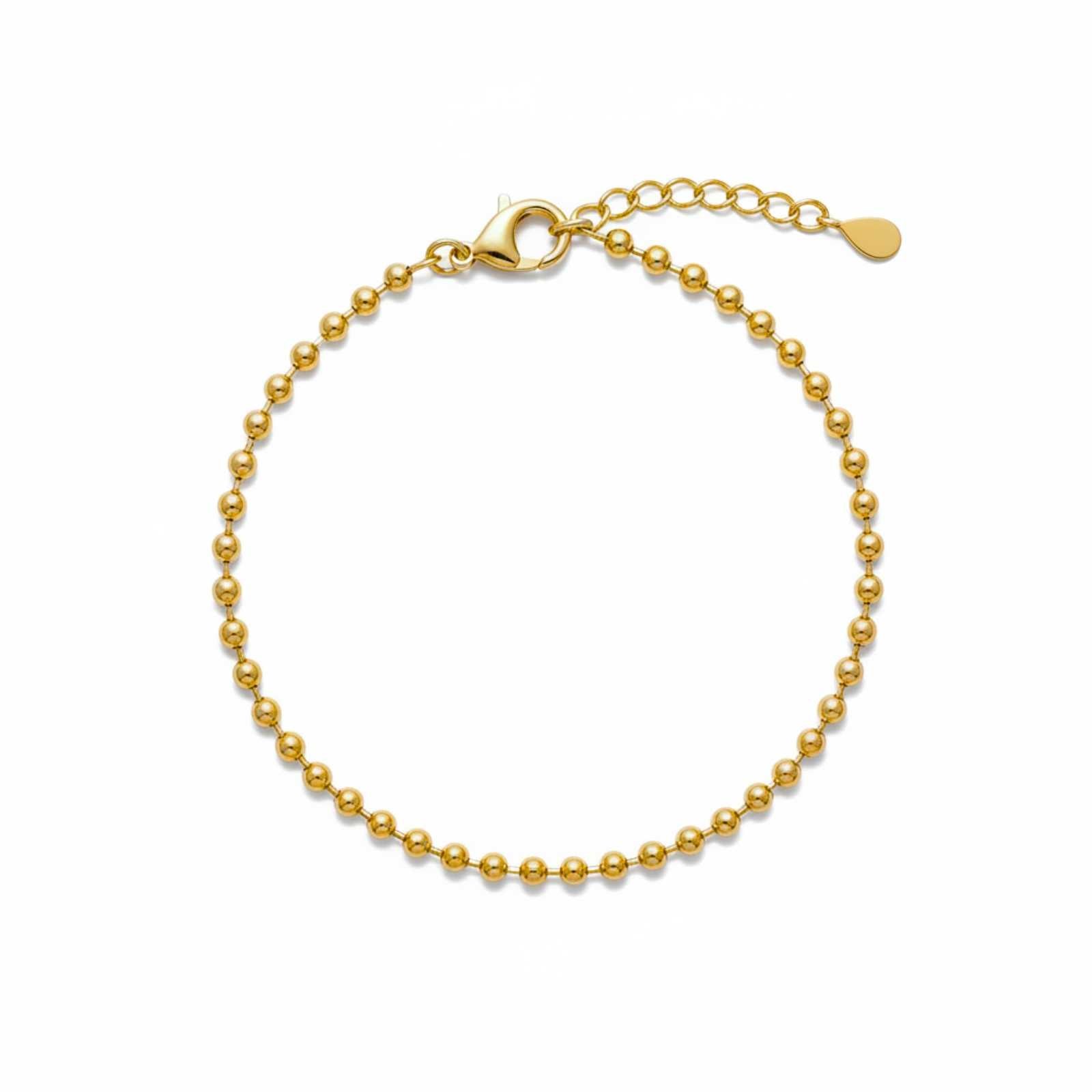 Classic Gold Plated Bead Link Bracelet For Women