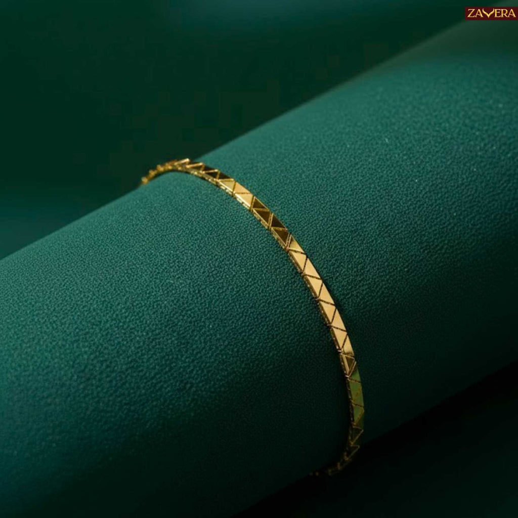Diamond Cut Bar Gold Plated Bracelet For Women