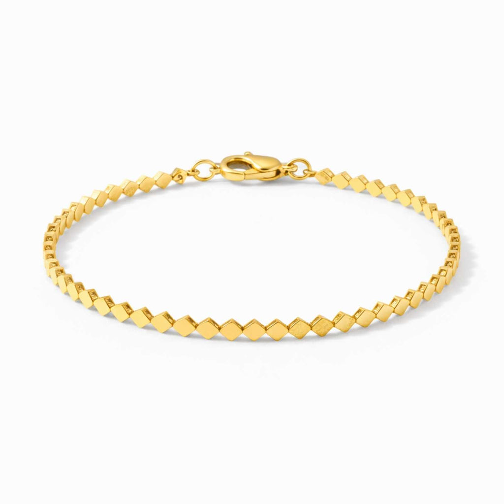 Minimal Cube Gold Plated Bracelet For Women