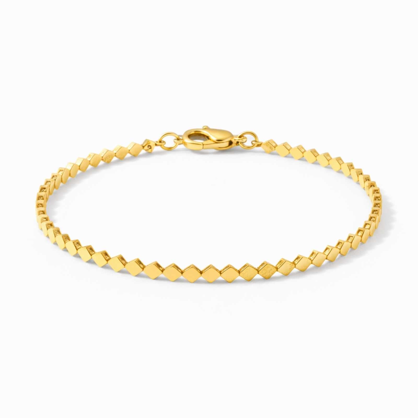 Minimal Cube Gold Plated Bracelet For Women