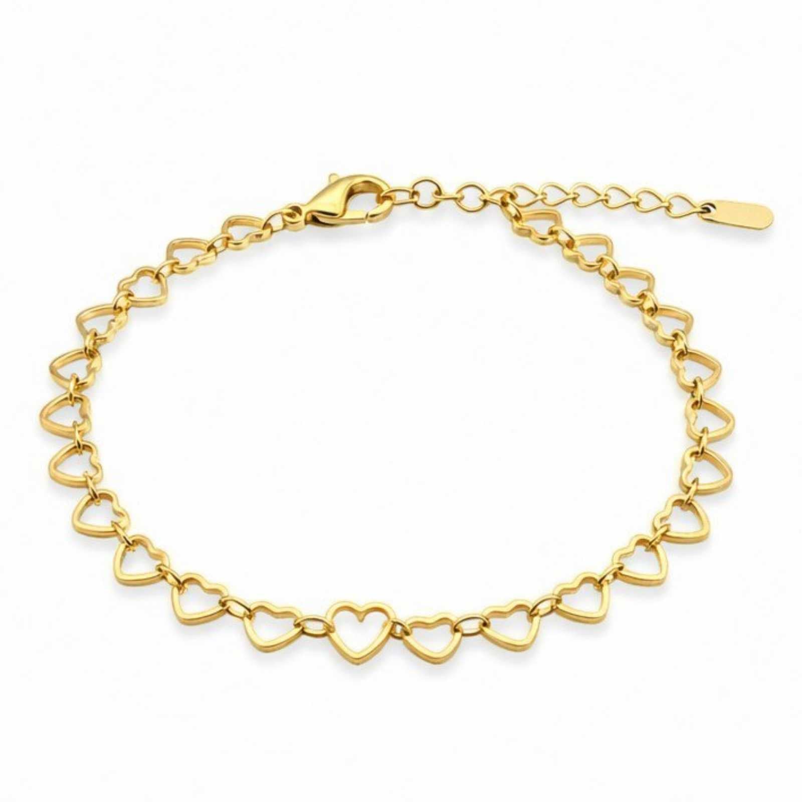 Open Heart Gold Plated Chain Bracelet For Women