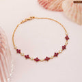 Ruby Floral Gold Plated Bracelet For Women