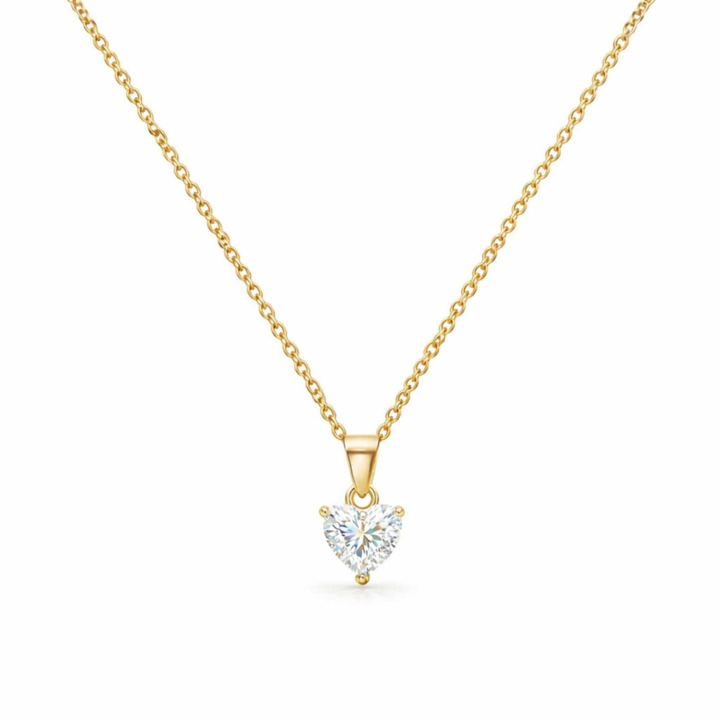 Zavera Heart Solitaire Diamond Gold Plated Pendant