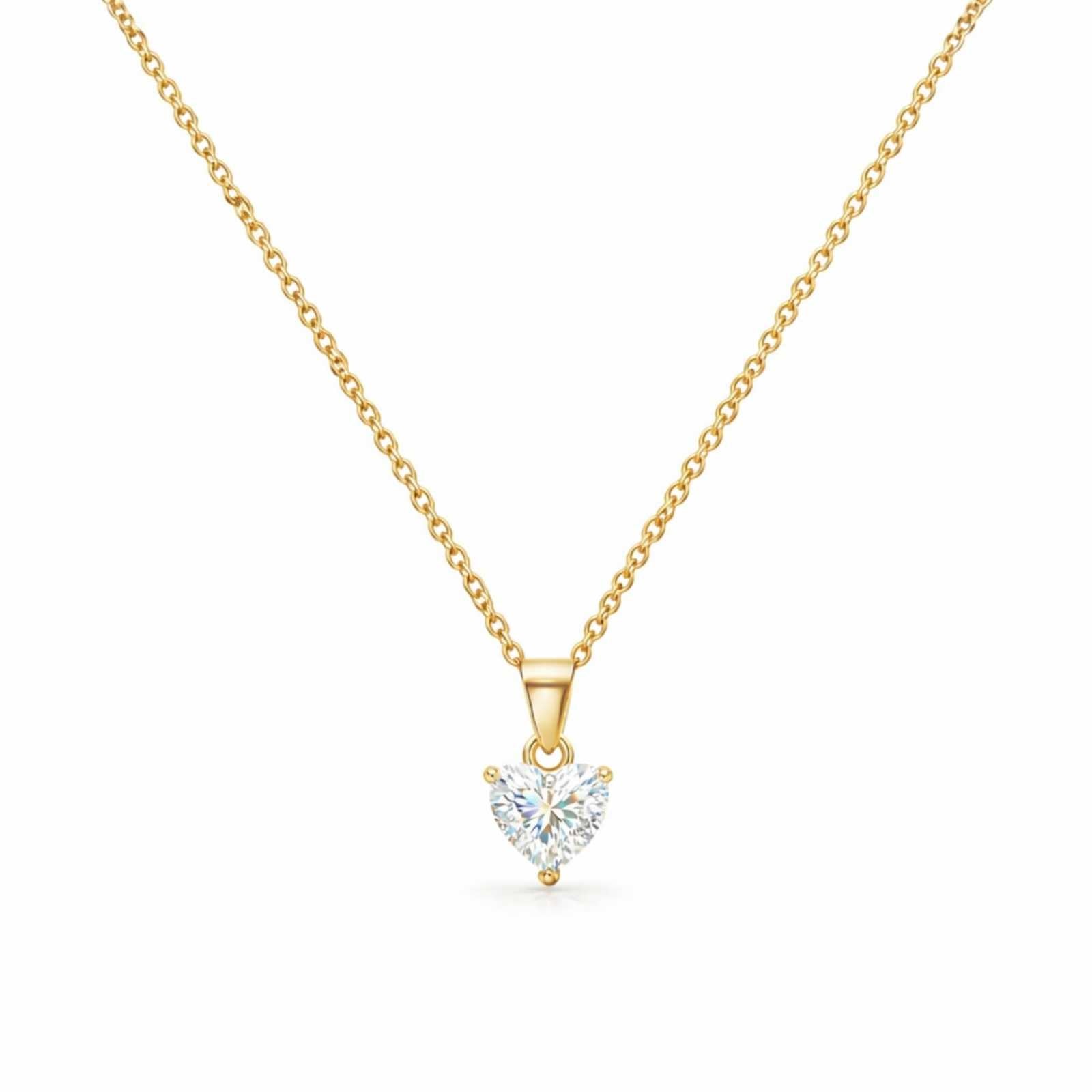 Zavera Heart Solitaire Diamond Gold Plated Pendant