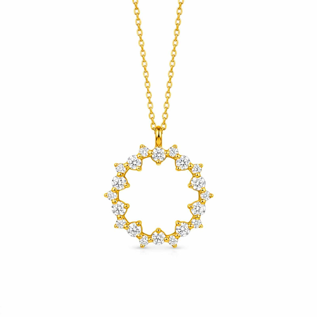 Zavera Circular Halo Diamond Gold Plated Pendant