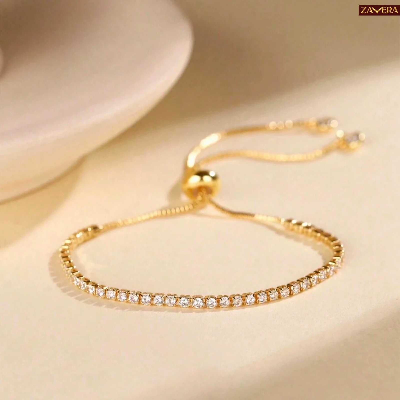 Minimal Tennis Gold Plated Bracelet For Women