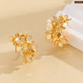 Blooming Flower Gold Plated Statement Earrings For Women