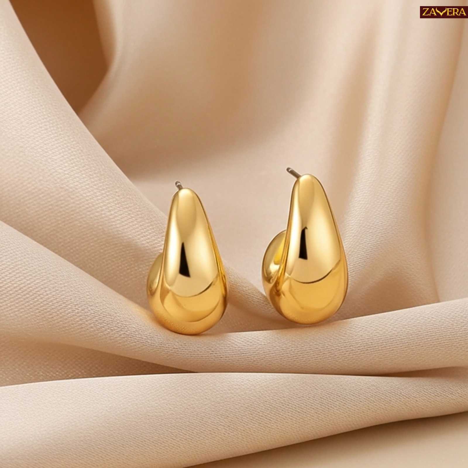 Modern Teardrop Gold Plated Stud Earrings For Women