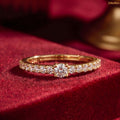Zavera Brass 22K Adjustable CZ Solitaire Gold Plated Ring For Women