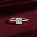 Zavera Gold Plated Square Cut Stone Adjustable Ring
