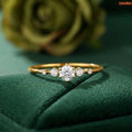 Zavera Round Solitaire Crystal Adjustable Ring Gold Plated