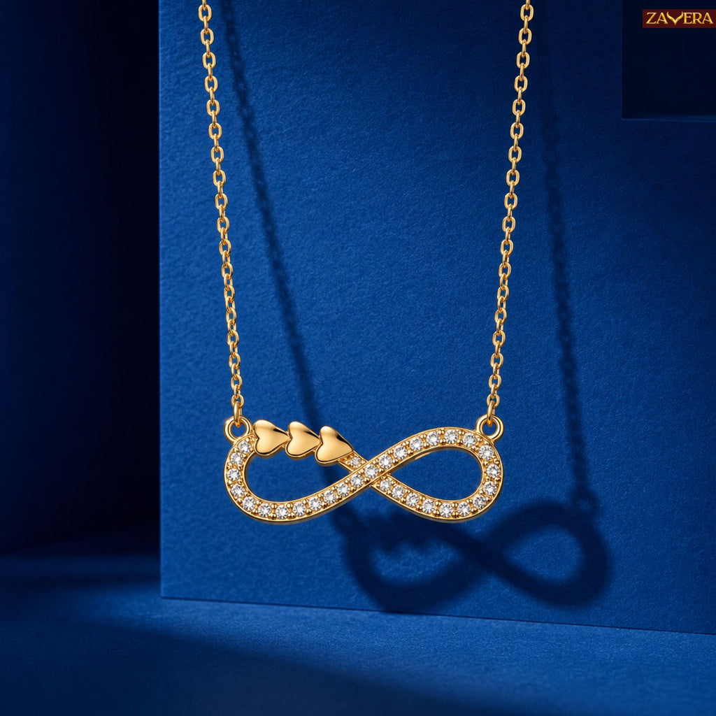 Zavera Gold Plated Crystal Infinity Heart Pendant For Women