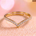 Zavera Brass 22K Adjustable V Shape Gold Plated Ring For Women