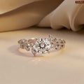 Zavera Silver Plated Leaf Vine Solitaire Adjustable Ring