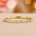 Zavera Brass 22K Delicate Diamond Band Gold Plated Adjustable Ring For Women