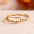 Zavera Brass 22K Modern Pearl Gold Plated Adjustable Ring For Women