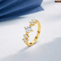 Zavera Square Solitaire Crystal Adjustable Ring Gold Plated