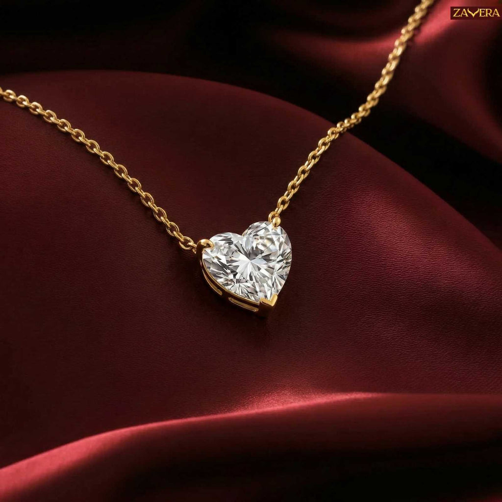 Zavera Gold Plated Heart Crystal Pendant