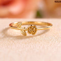 Zavera Brass 22K Rose Flower Gold Plated Adjustable Ring For Women