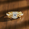 Zavera Gold Plated Royal Knot Sparkle Adjustable Ring