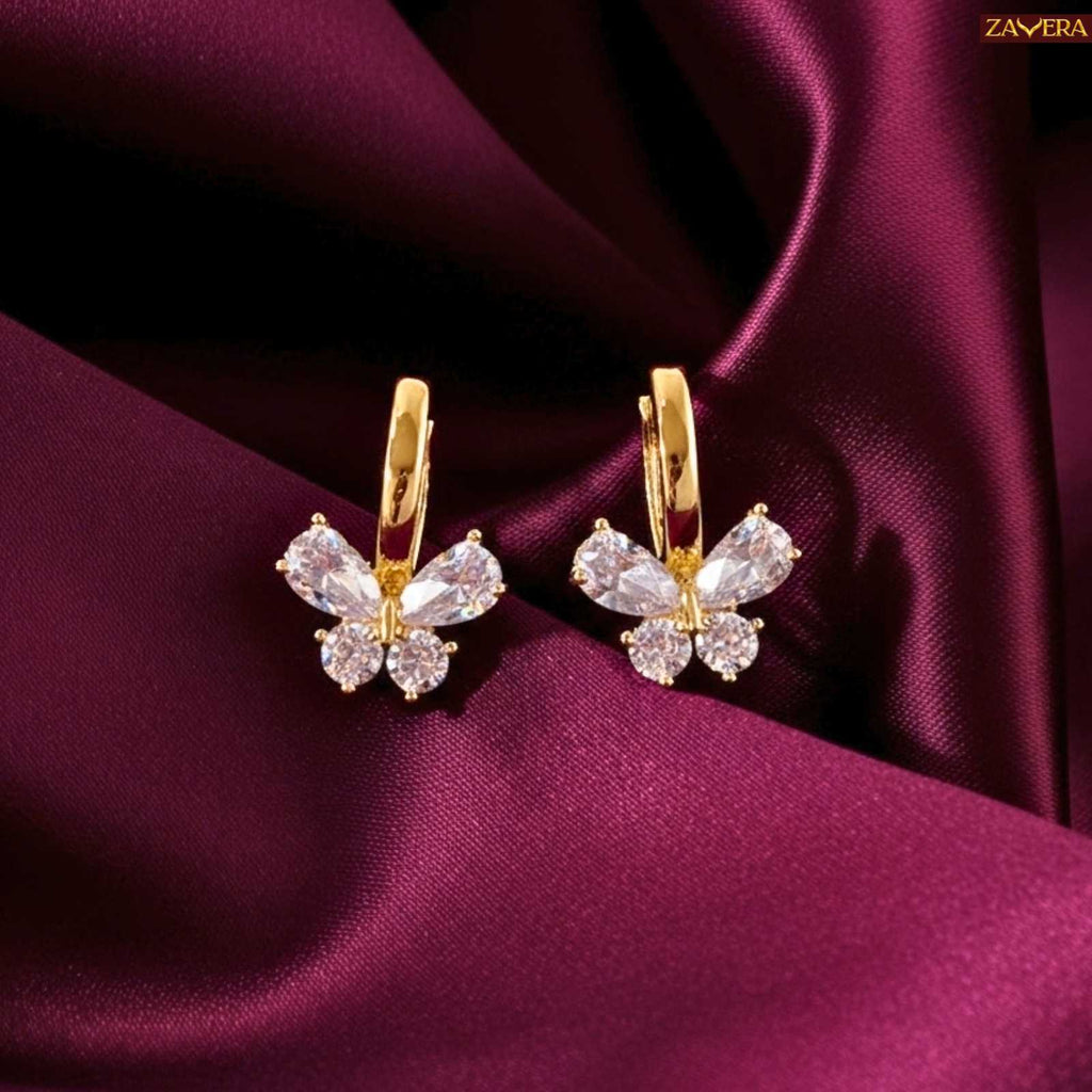 Elegant Butterfly Stone Gold Plated Earrings For Women
