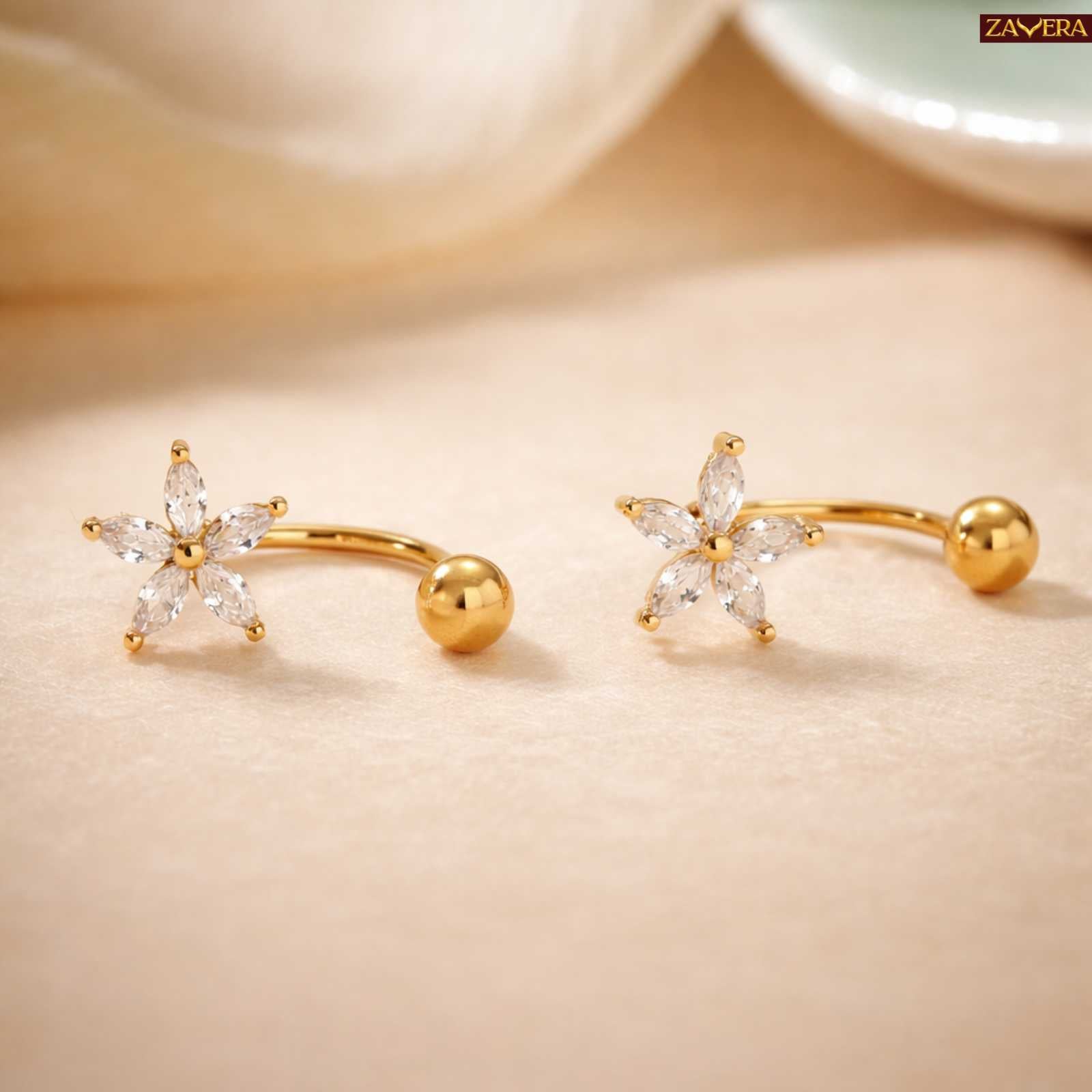Flower Gold Plated Earrings For Women
