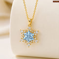 Zavera Gold Plated Dainty Blue Crystal Pendant For Women