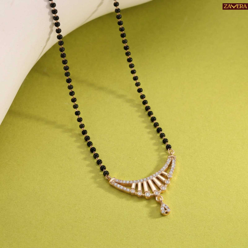 Zavera Sparkling Curve Gold Plated Mangalsutra